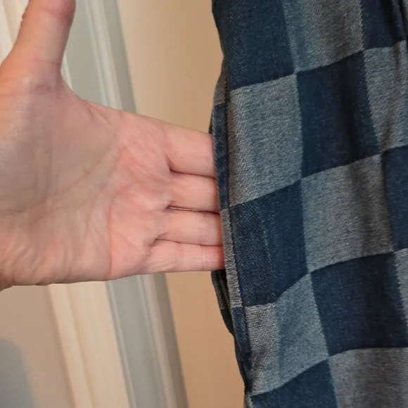 NWOT BiBi Dark And Light Blue Checkered Jumpsuit Oversized Small - Picture 5 of 10